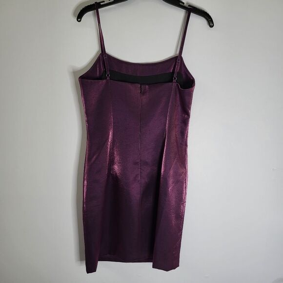 MILLY Mini Glazed Poly Slip Mini Dress Amethyst Purple Satin Size 6/Size 2 - Picture 8 of 11